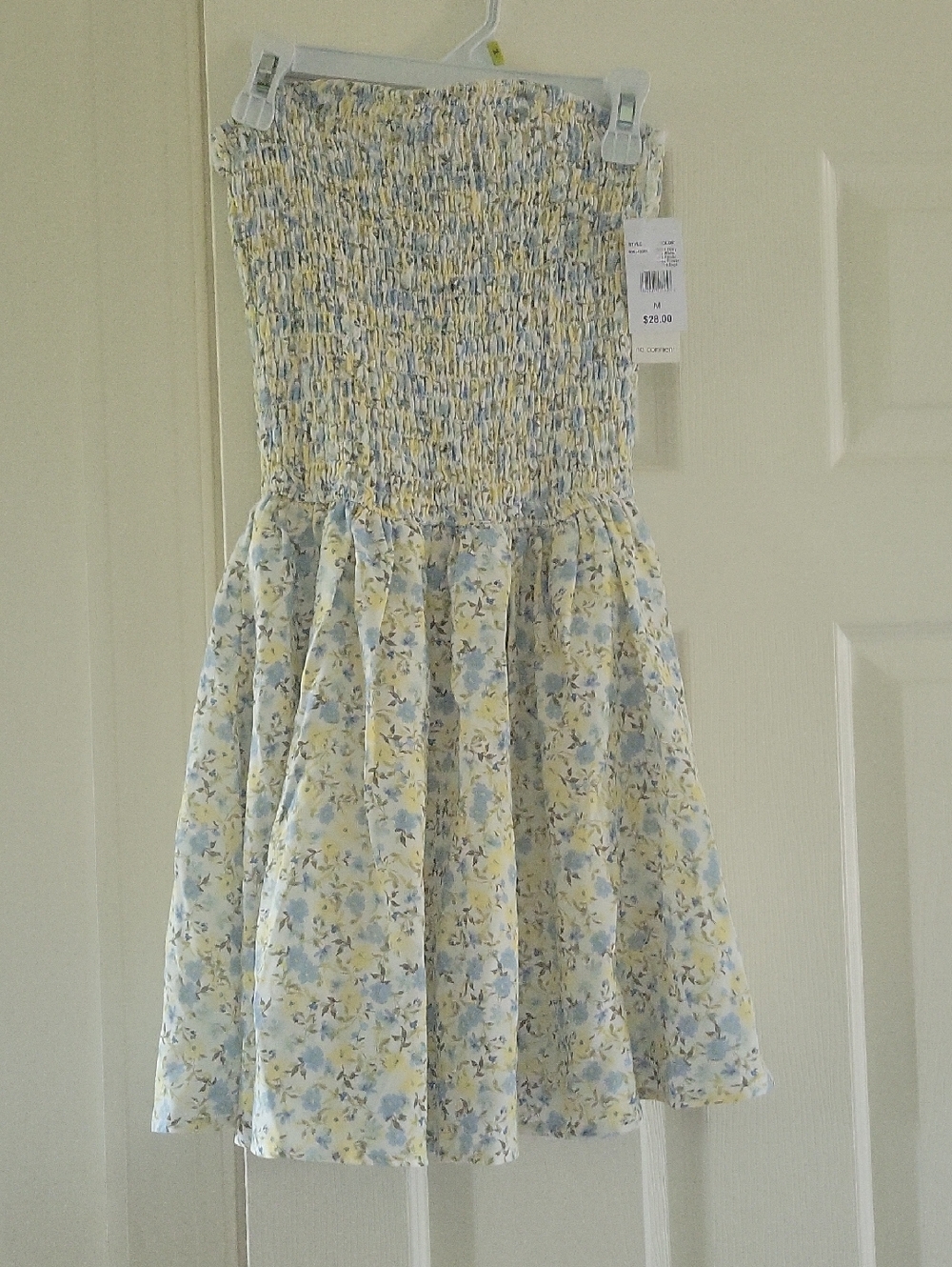 Young Women's Floral Smocked Sundress - Blue & Yellow